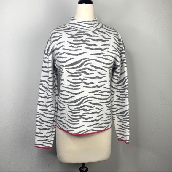 Anthropologie Zebra Print Lizzie Mock Neck Sweater Sz Medium - Picture 5 of 8
